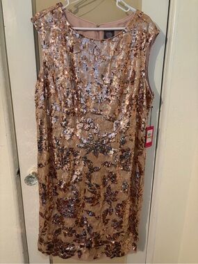 Vince Camuto Rose Gold Sequin Sleeveless Shift Dress